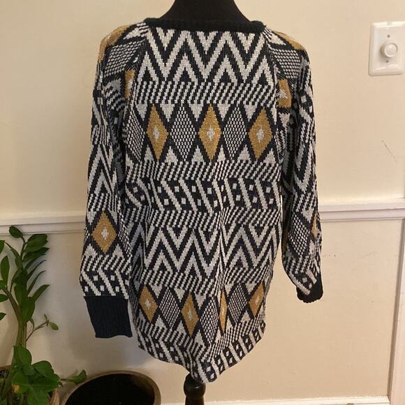 Diane Von Furstenberg Vintage 80-90 Metallic Abstract Print Knit‎ Sweater Large - Picture 3 of 9